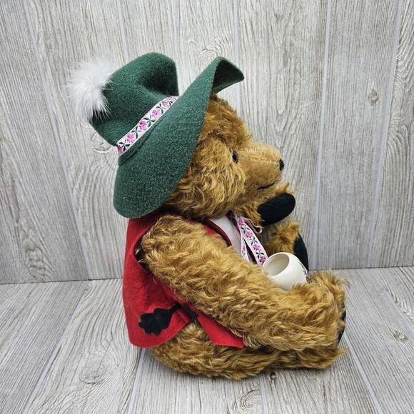 Hermann Oktoberfest Bear 75th Birthday Stuffed Jointed Musical 3030 Mohair Stein - Picture 8 of 10
